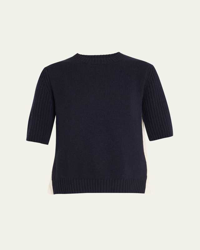 Mallory Short-Sleeve Combo Sweater